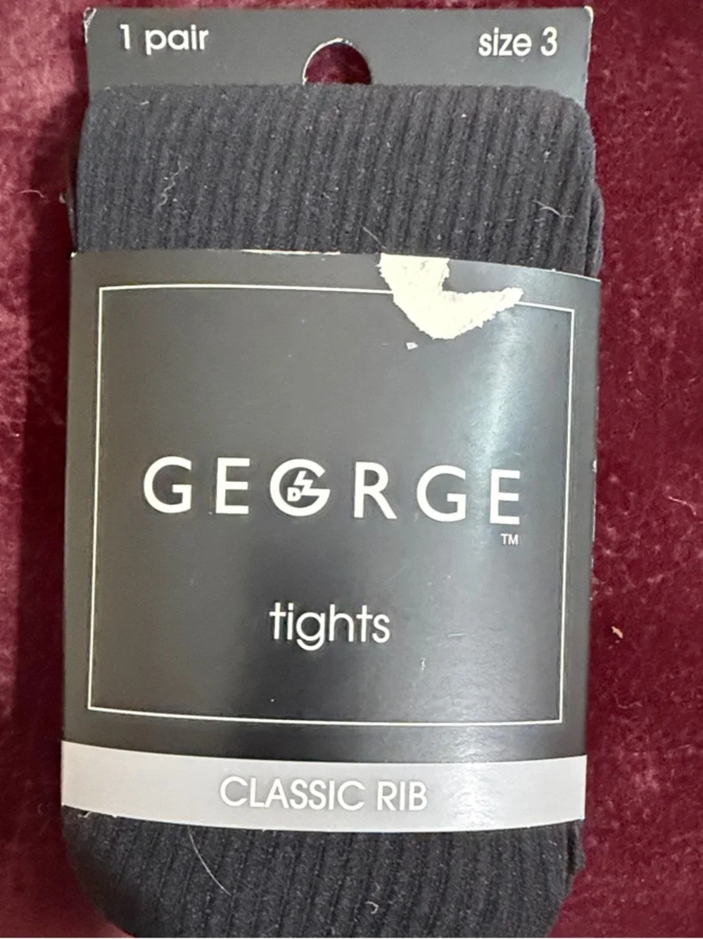 George Black Classic Rib Tights NEW Size 3 Control Top